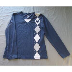 Penn State Long Sleeve Knit Pullover Shirt Logo Argile Womens Large Blue White